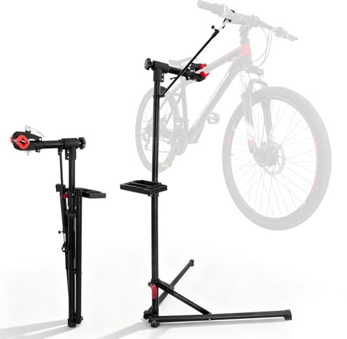 kisidus Support de Réparation Vélo Pied d'Atelier - Hauteur 37 - 62 (94 - 157 cm) Réglable, Pince 360° Rotative, Charge Max 66 Lbs