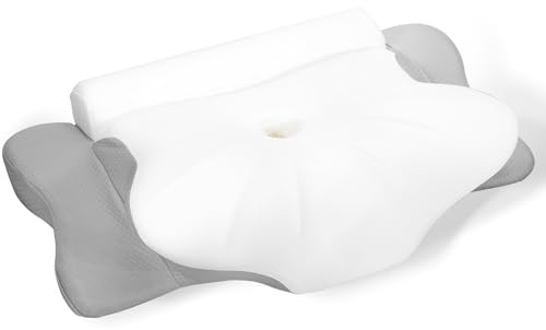 LAMB Memory Foam seitenschläferkissen,ergonomisches kopfkissen, Zwei In Einem nackenkissen Und Nackenrollenkissen, nackenkissen orthopädisch Geeignet für Nackenschmerzen, Grau