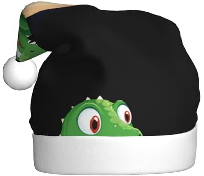 Weihnachtsmütze für Erwachsene, Plüsch, HJFCZH Dinosaurier in der Eierschale, druckt weich und bequem für Partys, Tänze, Halloween