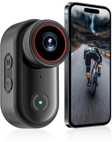 4K Mini Daumen Bodycam POV Action Video für Sport Vlogging Outdoor tragbare | Daumengroß, 32g Leicht, Magnetclip, Helmbefestigung, 4K Video, POV, für Sport, Reisen, Vlog