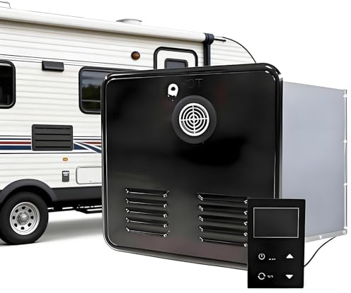 Durchlauferhitzer Durchlauferhitzer FüR Wohnmobile,55.000 Btu Mit Intelligenter Temperaturregelung/Steuerung,15×15zoll GroßE TüR In Weiß/Schwarz, Einfache 12V-Installation FüR Camper Black