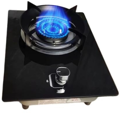 Gasherd Mit 1 Brenner, 5,2 KW Ring Of Fire Wok-Brenner, Schwarze Platte Aus Gehärtetem Glass, Mit Topfträger Aus Gusseisen Und Flammendurchschlagschutz(NG)