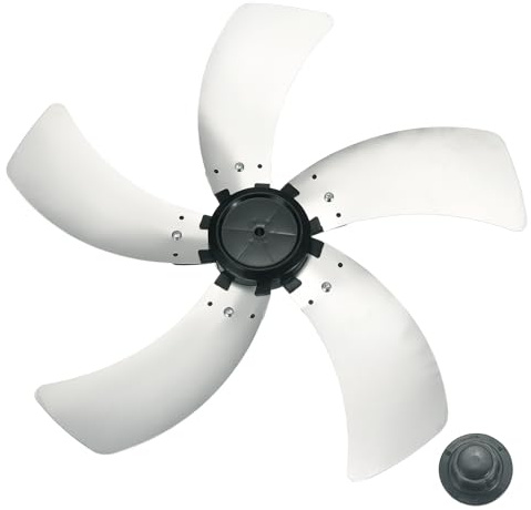 sourcing map Aluminum Fan Blades Replacement (18 Inch, Silver) 5 Leaves with Nut Cover - Universal Standing Fan Blades, Fits Desk/Table/Pedestal/Standing Models