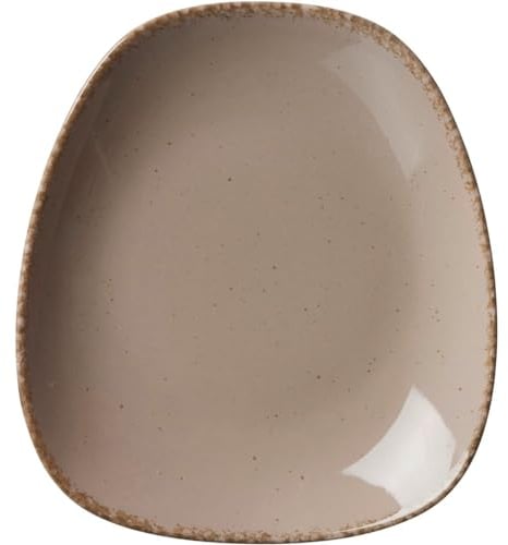 Ritzenhoff & Breker Beilagenteller Casa, 19 x 16 cm, Halbrunder Brotteller im Vintage-Look, Mix & Match-Geschirr, Spülmaschinenfest & Mikrowellengeeignet, Porzellan, Nougat