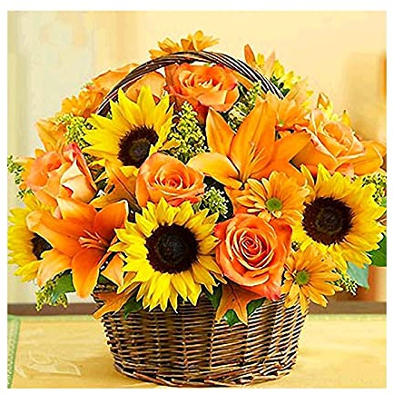 MXJSUA Diamond Painting Diamond Painting Kinder, Diamant Painting Bilder, 5D Strasssteinbild zum Selbermachen Korb mit Sonnenblumen, Kreuzstich Verzierungen Kunst Handwerk Wanddekoration 30x30cm