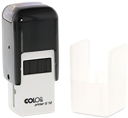 stempel-fabrik – Colop Printer Q 12 Stempel mit Wunschtext personalisieren – quadratischer Selbstfärbestempel als Kontroll- oder Initialstempel geeignet (12 x 12 mm | 2 Zeilen | Schwarz)