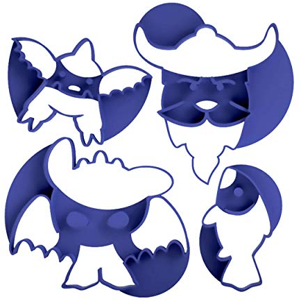 3DREAMS 4er Ausstecher Set Drachen │ Fisch - Wikinger - Dragons │ Ausstechform Set inkl. 2 Rezepten & 3D Keks/Stempelkeks Anleitung │ Made in Germany │ aus Bio Kunststoff