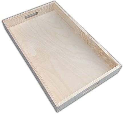 Large Wooden Serving Unpainted Tray 50 cm x30 cm x 5.5cm