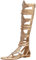Jamron Donna Al Ginocchio Sandali Gladiatori Romani Rivetti Borchiati Cinturino Cerniera Sandali Infradito Oro SN020342 EU38