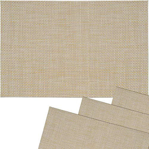 matches21 Tischset Platzset ELEGANCE edle Platzmatten 4er Set beige gewebt aus Kunststoff 45x30 cm/abwaschbar/erhältlich in vielen aufregenden Farben Platzdeckchen vom Tischwäsche Spezialist