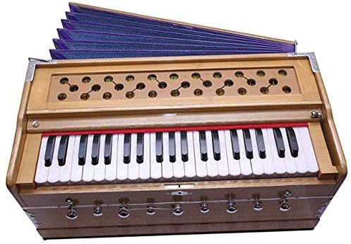 FASHERATI Diwali Musicals Mundharmonium 9 Stopper, Chudidaar Bellow, 42 Tasten, zwei Blätter, Bassmännchen, Kapler, Harmonium mit Abdeckung (Dunkelcreme), Musikinstrumente
