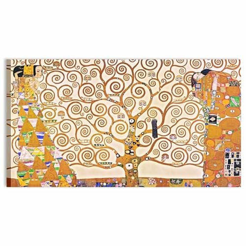 Quadri L&C ITALIA Klimt Albero della vita 100 x 60 Quadro Moderno Soggiorno Camera da Letto Stampa su Tela Canvas