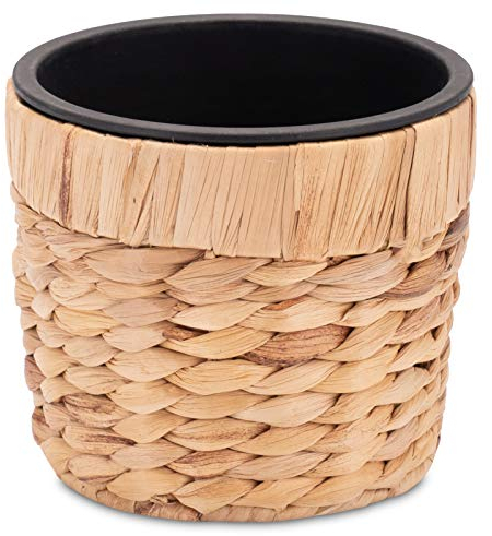 Decorasian Blumentopf rund geflochten aus Seegras mit Kunststoffeinsatz zum bepflanzen - Pflanztopf - 16cm