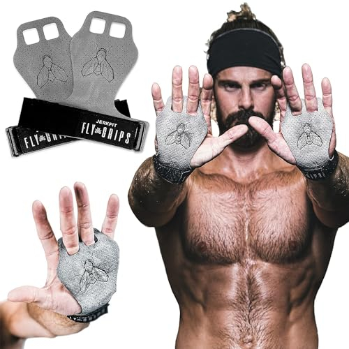JerkFit Fly Grips, Hand Grips for Cross Training, Soft Vegan Lightweight Weight Lifting Gloves with Grip for Pull Ups, Powerlifting, Gymnastics, and WOD, Prevent Rips and Blisters (X-Large)