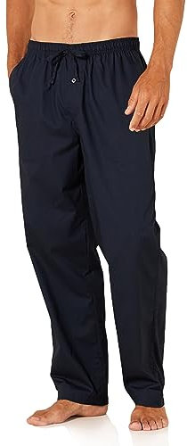 Amazon Essentials Men's Straight-Fit Woven Pajama Pant, Navy, Large