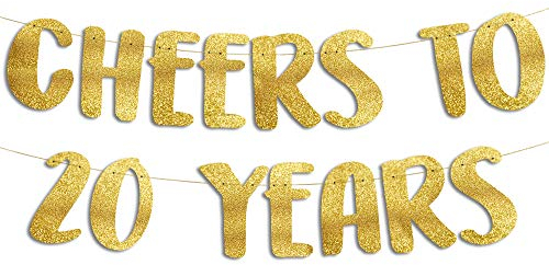 Sterling James Co. Goldfarbenes Glitzerbanner zum 20. Jahrestag und Geburtstag, Party-Dekoration