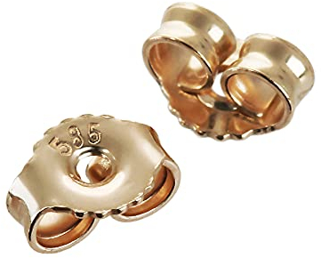 NKlaus 1 Paar 585 Gelb Gold 14 Karat Breite: 4,2mm Gegenstecker Ohrstecker Ohrstopper Pousetten Butterfly Schmetterling Verschluss Loch: 1,1mm 8047