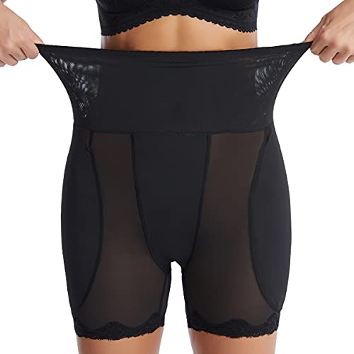 Vevarble Culotte Sculptantes Femme Butt Lifter Shapewear Gainante Ventre Plat sous-vêtements Invisible Cuisse Dentelle Shorts (S-Black)