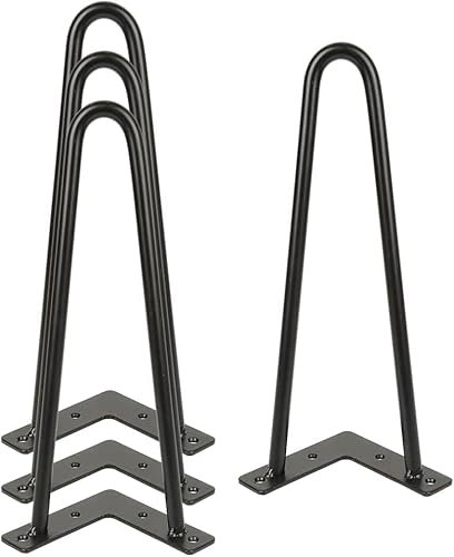 Pied de Banc/Pied de Bureau rectangulaire,Pied de Table en Acier Hairpin Deux Barre 12 mm, Hauteur: 30 cm,Pieds de Bureau ou Pieds de Table à Manger, modèle Frame,Pied de Meuble en Profil és d’Acier