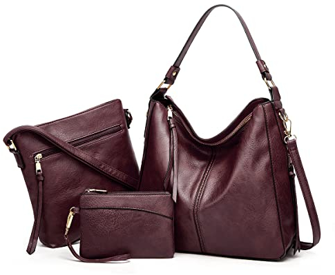 Pahajim sac à main et portefeuille ensemble sacs à main pour femmes sac à bandoulière en cuir PU grand sac Hobo sacs pour dames cadeaux pour filles sacs à provisions (Fuchsia)