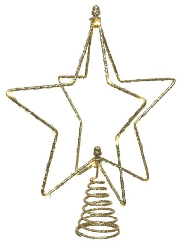 zeitzone Weihnachtsbaumspitze beleuchtet Stern Gold LED Christbaumspitze Warmweiß Timer