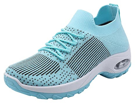 NOAGENJT Stivali Donna Allacciare Tacco stivaletti estivi donna traforati stivali donna invernali Slip-On Tinta Unita Punta Stivali Stivali da donna piattaforma stivaletti donna c-Azzurro 18.71