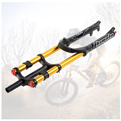 DH Downhill Mountainbike Federgabel 26 27.5 29 Zoll MTB Gabel Federweg 130mm Luftgabel Zugstufe Einstellen Gerade Doppelt Geschultert Vorderradgabel Mit Lockout (Color : Gold, Size : 27.5'')