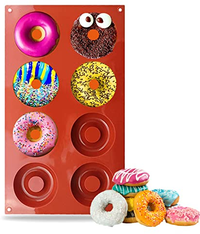 Cosysparks Silikon Donut Formen, Non-Stick 8 Cavity donuts backform silikon donut form silikon DIY donut silikonform für Kuchen, Kekse, Bagels