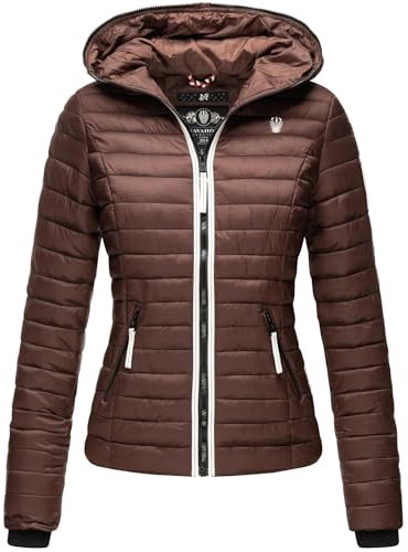 Navahoo Damen Jacke Steppjacke Übergangsjacke gesteppt Herbst Kapuze B811 [B811-Kim-Dark-Choco-G.-Gr.M]