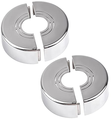 UFURMATE Wall Pipe Cover, 2Pcs Plastic Wall Hole Decoration Split Flange Cover Easy Installation Round Escutcheon Plate Adjustable Wall-Mounted Water Pipe Cover Accessories