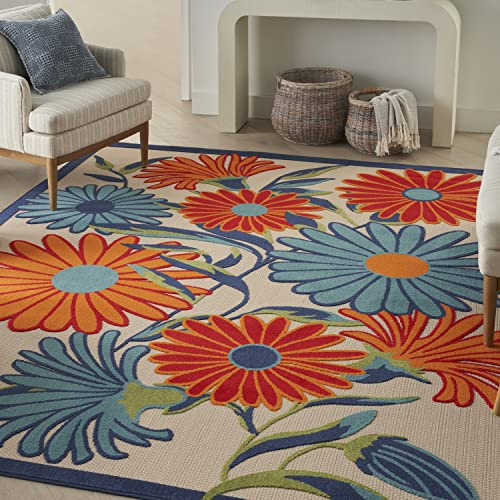 Nourison Home Aloha Multicolor 5'3 x 7'5 Area Rug - Easy Clean, Non Shedding, Bed Room, Living Room, Dining Room, Kitchen (5' x 8')