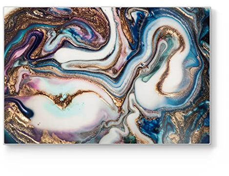 DEQORI Schneidebrett aus Glas | groß 30x20 cm | Motiv Luxuriöses Marmordesign | Design Schneideplatte für Küche | Frühstücksbrett antibakteriell & rutschfest | Glasplatte & Servierplatte