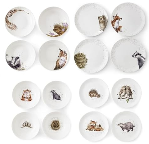 Royal Worcester Wrendale Designs 16 Piece Tableware Set Badger Owl Fox & Hedgehog