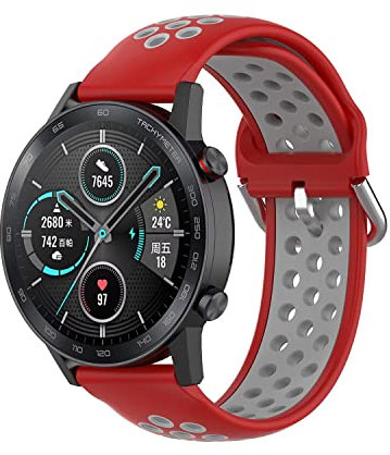 FTRONGRT 20mm Uhrenarmband Kompatibel mit Nokia Withings Steel HR, Weiches Silikonarmband, Ersatzarmband für Nokia Withings Steel HR - (Rot Grau)