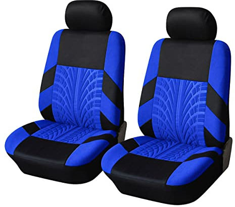 CGEAMDY 2er Set Autositzbezügemit Geprägten Körnern, Universell Sitzbezug Auto Sitzschoner Kompatibel, Rutsch-Und Wasserfestes, Für Limousinen, Auto, Van(Blau)