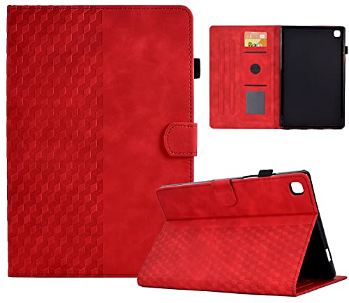 Hülle für iPad 10.2-Zoll 9/8/7 Generation Schutzhülle (2021/2020/2019) Premium Ledertasche Smart Case mit Auto Schlaf/Aufwach Kartensteckplatz für iPad Air 3/Pro 10,5, Rot