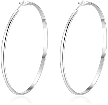 HUABOLA CALYN 927 Sterling Silber Ohrringe Creolen, Dünne Große Creolen Ohrringe Silber, Hypoallergen Creolen Ohrringe Silber für Damen