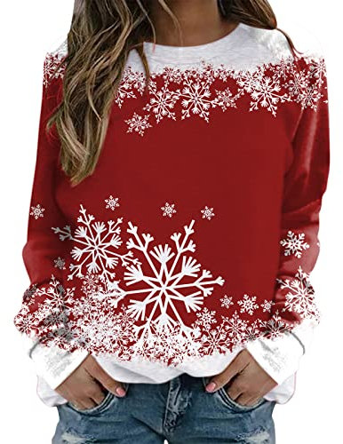 Sweatshirt Weihnachten Damen Weihnachtspullover Wichtel Zwerg Gnom Weihnachtspulli Christmas Pullover Sweatshirts Weihnachts Langarmshirt Bluse OberteileA010