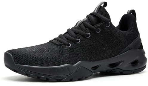 WateLves Laufschuhe Herren Damen Turnschuhe Atmungsaktiv Sportschuhe Leichtgewichts rutschfeste Walkingschuhe (101 schwarz, 46EU)