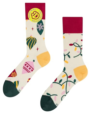 Dedoles Socken Unisex Damen Herren & Kinder Baumwolle viele lustige Designs 1 Paar Geschenk links rechts verschieden, Farbe Mehrfarbig, Motiv Weihnachtsdekoration, Gr. 39-42