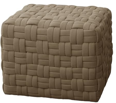 SVITA Poppy Hocker Sitzpouf geflochten Sitzhocker Pouf Fußhocker für Sessel Polsterhocker Bodenkissen Sitzkissen gewebt quadratischer Sitzpouf Fußstütze Braun