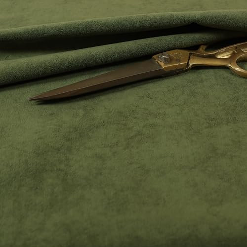 Redbrick Mill Fabrics Schwer entflammbarer, weicher Qualitätsstoff mit Moleskin-Maserung, strukturierter Samt, Polsterstoff in Grün, für Sofas, Vorhänge, Meterware (Meterware)