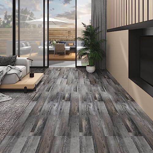 Gecheer 32 x Laminat-Dielen Selbstklebend Vinylboden Vinyl Boden PVC-Bodenbelag Fußboden Designboden Dielenboden Landhausdiele 4,46m² 3mm Industrial Holz | Größe (je Diele): 91,4 x 15,2 cm (L x B)