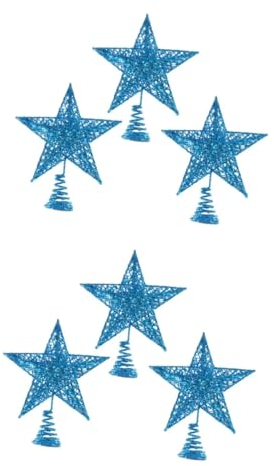 Ciieeo 6 STK Weihnachtsbaum Stern czubek NA choinke Christmas Tree Topper kleine Baumspitze Xmas Glitter Gold Hohle Stern-Baumkronenspitze Golddekor Ornament Oben Zubehör
