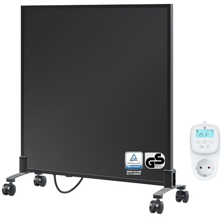 BR Bringer Infrarotheizung Standgerät - 300 Watt - Energiesparend - Mobile Elektroheizung mit Standfüßen auf Rollen, Smart Thermostat, WiFi und App - 5 Jahre Garantie, TÜV (schwarz)