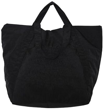 Norsenvia Extra groß Tote Bag mit Reißverschluss und Innentasche Strandtasche Faltbar Reisetasche Shopper Aufbewahrungstasche Arbeitstasche Umhängetasche (Schwarz)