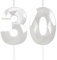 White 30th Birthday Candles for Cake, Number 30 Candle for 30th Birthday Decorations, 3D Design Cake Topper Decor for Boy Girl Women Men Birthday Theme Party Weddings Anniversary Celebration Supplies