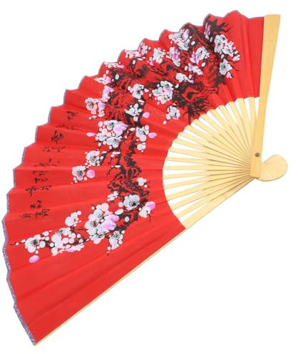 RORPOIR 0.5x0.9m Wooden Hand Fan Chinese Traditional Paper Fan Asian Wall Decor Wedding Event