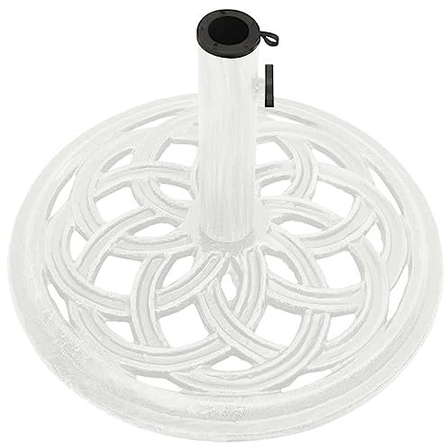 Yunir Base de Parasol de marché pour Patio, Support Robuste de 17,3 X 12,2 Pouces, Support en Fonte avec Motif Floral, pour Jardin, Plage, Porche Rond sur Pied, Blanc