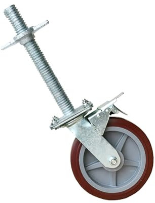 Scaffolding Wheels 8 Inch 6 Inch Screw Lifting Mobile Site Steel Pipe Frame Angle Scaffolding with Brake Scaffolding Universal Wheel 1 Piece(8 inches,Polyurethane Wheel)